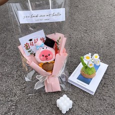 花束玩偶公仔畢業禮物, 美蒂博士帽成品花束含禮袋