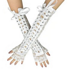 RiJinDUO 듀오Jin 여성용 레이스 핑거리스 장갑 신부 팔꿈치 길이 긴 오페라 이브닝 웨딩 티 파티 프롬 코스프레 1920년대 A-LACE 장갑-f-화이트 307562