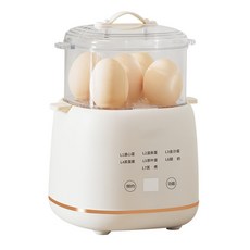 多功能煮蛋神器 家用蒸蛋器 自動斷電 小型早餐機 煮雞蛋溫泉蛋機 美食機, 白色帶蒸籠