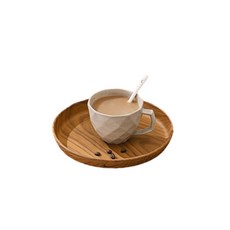 仿木紋食品級PP塑膠圓形託盤, 20CM小號 圓形託盤, 1個