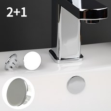 클라라홈 세면대 황동 실버 완전막힘형 2+1 오버플로우 캡 마개, 3개