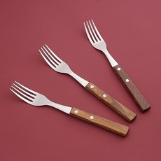 럭셔리 우드핸들 디너 포크 3p세트월넛 양식기포크