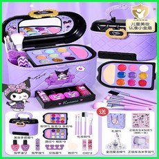 兒童 化妝品 套裝 女孩 彩妝盒 水溶 配方 庫洛米 玩具 公主 過家家 生日禮物, 1個, 夢幻手提美妝包+正版庫洛米貼紙,夢幻手提便攜美妝