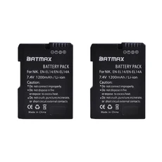 호환 Batmax EN-EL14 배터리LED 듀얼 충전기 C타입 포트 니콘 P7800 P7700 P7100 P7000 D5600 D5500 D5300, 06 2 battery