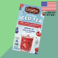 셀레스티얼 시즈닝 콜드브루 아이스티 레드 화이트 블루베리 카페인 프리 티백 18개 1.1온스 31g Celestial Seasonings Cold Brew Iced Tea Re, 1