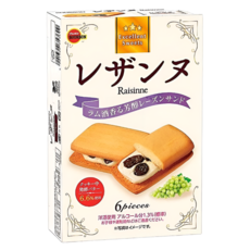 일본 부르봉 레잔누 6 럼주건포도샌드 과자쿠키, 3개, 125g