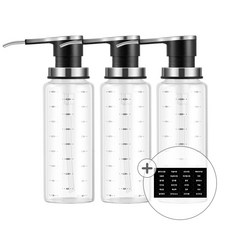 카페로메오 펌프 시럽병 오일병 양념통 블랙 500ml x 3p + 스티커, 1세트