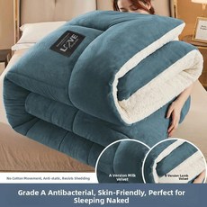 양털 벨벳 담요 겨울 이불 양면 플로킹 기숙사용 싱글 학생용 푹신한, F. 항균 등급 다이아몬드 항균 강화 버전 - 블루 그