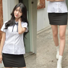 교복몰 (허리조절) 스판 블랙 교복치마 스커트_WC671DF