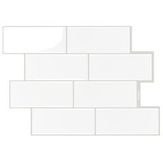 Subway Backsplash 타일 필 앤 스틱 주방용 그린 자체 접착 타일 주방 및 욕실용 백스플래시 스틱 10장 (29.2 x 21.9cm(11.56 8.38인치)), 화이트-s