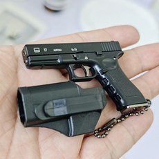 티오피 건시리즈 메탈 키링 열쇠고리 글록 17 & 전용 홀스터, 블랙, 1개