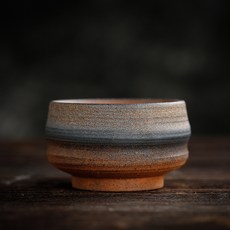 古早燒茶杯 手工粗陶主人杯 新中式陶瓷功夫茶具 復古窯變品茗杯, 1個, 禪風杯（80ML）