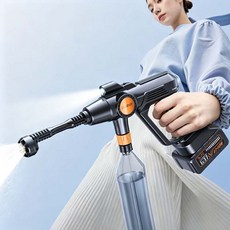 OUR GIGABY 無線高壓洗車槍 LED照明 2小時快充, 黑色，ly637, 無刷15000mah電量+5米水管套裝