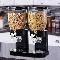 레버형 시리얼 디스펜서 곡물 보관 용기 원두 시리얼 통, 블랙 2L 싱글, 1개