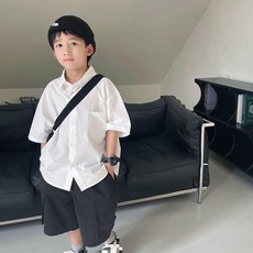 襯衫春秋男童純色長袖襯衣百搭上衣美式