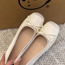 COSYEVNO 여성용 여름용 5CM 플랫 단화 리본 장식 사각코 신발 CLXlx-02