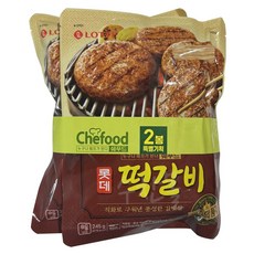 롯데 의성마늘 떡갈비 490g ( 245gx2개 ) x 2개 / 냉동 술안주 너비아니 스테이크, 2개