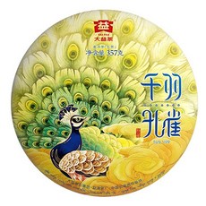 大益 普洱生茶 357克 千羽孔雀 1801, 1個, 片