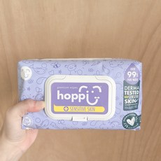 Hoppi高級敏感濕紙巾，80抽加蓋款/20抽隨身包/7抽迷你包，溫和親膚，敏感肌適用, 80張, 1個