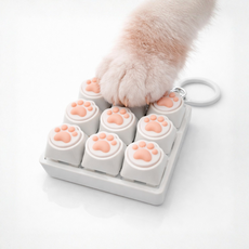 로로메라 고양이 발바닥 키보드키링 9구 스트레스 해소 키캡 딸깍이키링, 1개, 화이트01