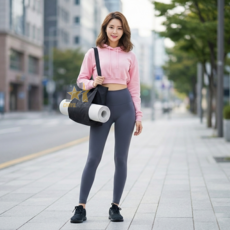 렘코 요가매트가방 대용량포켓 숄더토트 수업필수 한방수납, 1개, 02.블랙