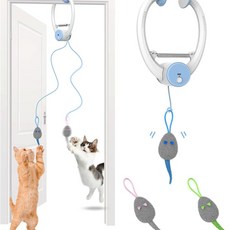 自動電動貓玩具 互動逗貓器 多種模式, 天藍色, 1個, 001