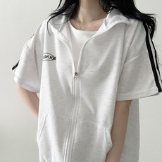 [국내제작/여름ver] 데이지클로젯 바운더리 썸머 레터링 오버핏 두줄 라인 반팔 카라 집업 / 봄 가을 여성 여자 남녀공용 학생 데일리룩 기본 교복템 아우터 로고 레이어드