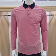 루이까스텔 남성 26SS 봄 간절기 편안한 아이스필링 잔스트라이프 닥스훈트 자수 카라 긴팔 티셔츠 (레드)