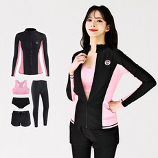 로이몬스터 풀세트 오버핏 체형커버 배색 집업 래쉬가드 빅사이즈 ROYMONSTER