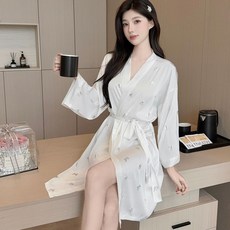실크 샤워 가운 여성 로브 화이트, 1개, B. XY잠옷 686 화이트