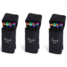 [메잌미] 터치 디자인 트윈마카 마카펜 (12색/천케이스) 3개, 1세트