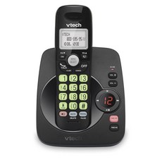 VTECH VG104-11 DECT 6.0 가정용 무선 전화기(응답기 포함) 블루-화이트 백라이트 디스플레이 버튼 풀 듀플렉스 스피커폰 발신자 ID/통화 대기 신뢰할 수, Caller ID + Answering Machine, Black