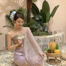 태국 미얀마 여성 다이 의상 민족 공연 무용 전통 스타일 드레스, 01 one size, 17 40