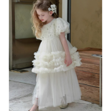 하와즈 우아한 진주넥 퍼프소매 샤 원피스 파티룩 하객룩 드레스