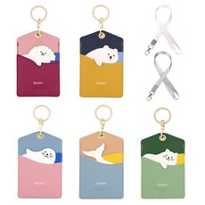 Eloham 카드목걸이 카드케이스 키링 목걸이 파우치 지갑 키링 홀더 열쇠고리 키홀더 목걸이 2줄 포함, 3세트, 고래꼬리+목걸이 2줄, A형