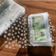 뚱보 6공 바인더 지퍼팩 용돈 스티커 정리 풀세트, 1개, 투명 A5 포켓풀세트