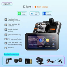갤롭 스프라이트 6인치 오토바이 GPS 네비게이션 무선 카플레이 안드로이드 DVR 드라이브 레코더 휴대용 모, 06 Orange-DVR-TPMS-64G