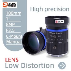 ZLKC C 마운트 고정 초점 거리 8MP FA 1 인치 8 0 메가픽셀 ITS 카메라 CCTV 저왜곡 조리개 F3 5 머신 비전 100mm, 한개옵션0, 1개