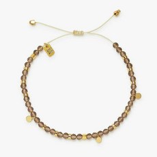 Pura Vida 美國手工煙晶金色串珠手環 白色蠟線可調式衝浪手環 簡約時尚設計, 1個