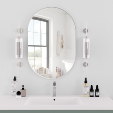 Brendayia 타원형 거울 500x750mm 벽걸이 거울 욕실 거울 현관 침실 거실, 실버