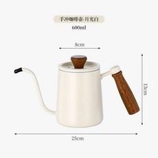 304不鏽鋼手沖咖啡壺 帶溫度計細口壺, 1個, 【天鵝頸手衝壺】雞翅木釘珠款,600ML 極夜黑