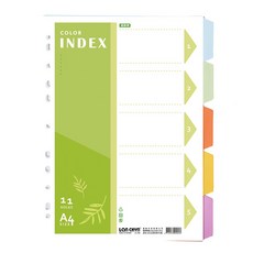 連勤 分段卡(分隔頁), 1個, 11孔五段(紙質) LC-P05