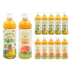 어니스틴 감귤 담은 청귤 주스 6입 + 감귤 담은 자몽 주스 6입 혼합 세트 12입 / NFC 착즙 주스 물 타지 않은 제주산 감귤 주스 340ml, 12개