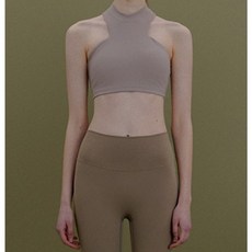 [콘치웨어] 브라탑 여성 요가 필라테스 운동 브라 나시 모크넥 홀터넥 크롭탑 패드내장