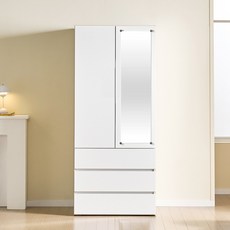멜로우 LPM 400/800 옷장 이불장 거울 장농 시리즈, 800 3서랍 거울도어 옷장, 화이트