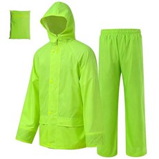 Rizzon 남성용 여성용 레인 수트 재킷/바지 방수 경량 레인 기어 야외 농장 낚시 오토바이용 초록색. 3XL 414686, 형광 그린