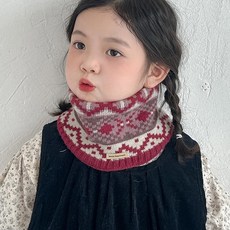 아동 겨울 목도리 남녀공용 스트라이프 보온 소프트 털, 와인 레드 페어 아일랜드