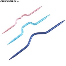 3Pcs 알루미늄 DIY 비뚤어진 트위스트 곡선 바늘 공예 DIY ToolKnitting 바늘 핀 크로 셰 뜨개질 후크 스티치 스티치 니트 도구, 보여진 바와 같이