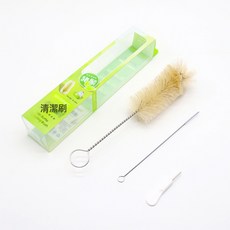 天然豬毛奶瓶刷清洗刷嬰兒吸管奶嘴刷子奶瓶清潔套裝多功能清潔刷, 奶瓶刷 (3件套):如圖所示, 1個