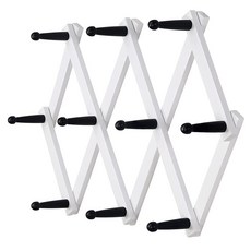 Dseap 아코디언 벽 걸이: 40.6cm16인치 높이 목재 벽 확장 가능한 코트 랙 모자 랙 홀더 야구 모자 코트 머그용 아코디언 후크 페그 후크 10개 화이트 &, 화이트 & 블랙